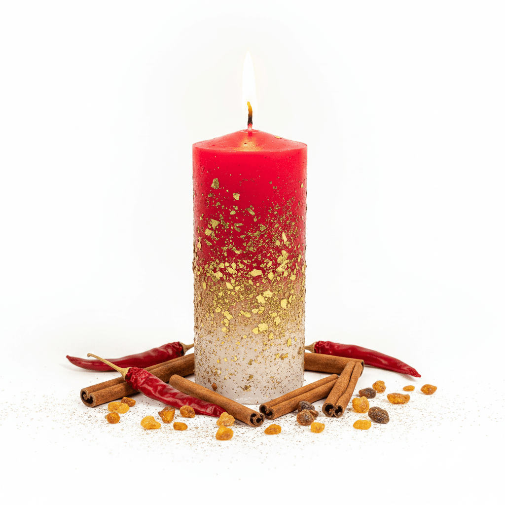 Velón Ritualizado Desespero · Rojo con Purpurina · Tata Magic Velón RitualizadoTienda esotérica Málaga - La Tienda de Tata Magic: tienda Esotérica en Málaga